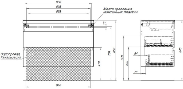 тумба под раковину aquanet нота new 100 дуб холден