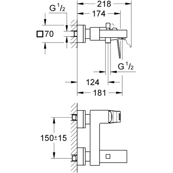 смеситель для ванны grohe eurocube 23140000