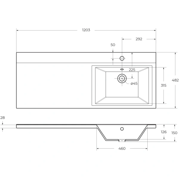 раковина полувстраиваемая belbagno 120 r bb1200/480-lv-mr-r белая