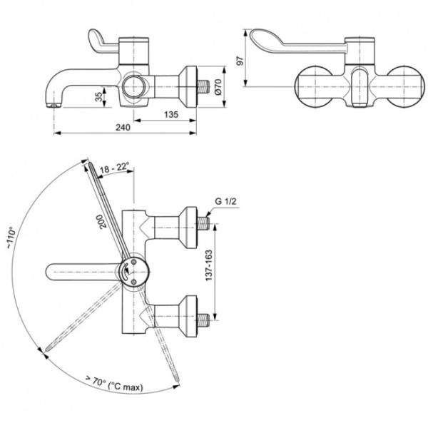 смеситель для раковины ideal standard ceraplus 2.0 a6691aa с цикловым затвором