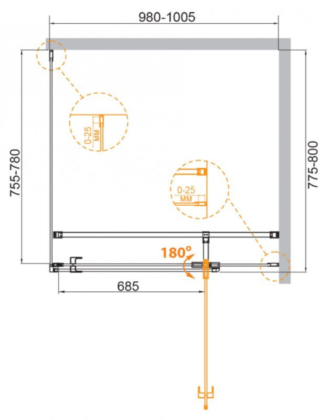 душевой уголок 100x80 cezares valvola-ah-1-100/80-c-cr прозрачное