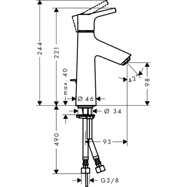 смеситель для раковины 100, однорычажный, со сливным гарнитуром hansgrohe talis s 72020000