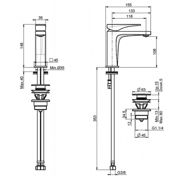 смеситель для раковины fima carlo frattini zeta f3961ncr