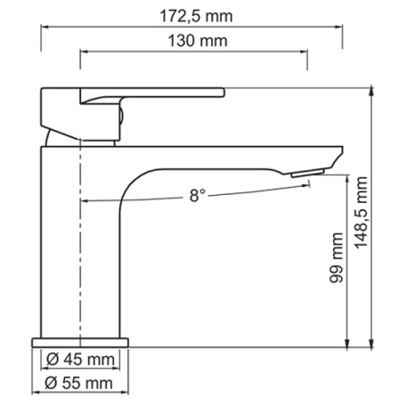 смеситель для раковины wasserkraft elbе 7403 цвет черный матовый / хром