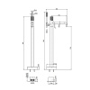 fima carlo frattini spillo tech смеситель для ванны, ручка x, напольный, с ручным душем и шлангом 150см., цвет: чёрный хром
