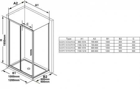 душевая стенка ravak blix slim blsps-90 x9bm70c00z1 bright alu+transparent