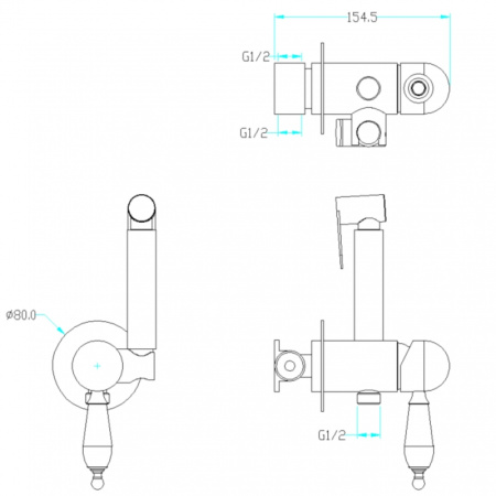 гигиенический душ со смесителем boheme medici 435-bsw золото