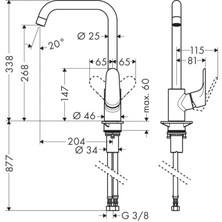 смеситель для кухни hansgrohe focus m41 31821800