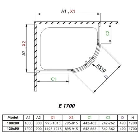 душевой уголок radaway premium plus e 100×80 матовое 30481-01-02n1