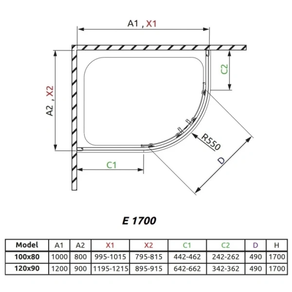 душевой уголок radaway premium plus e 120×90 30483-01-02n матовое