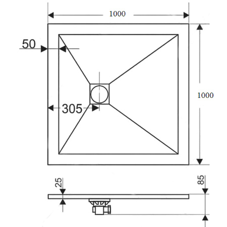 душевой поддон из искусственного камня rgw stone tray st-be 80x80 16152088-03 бежевый