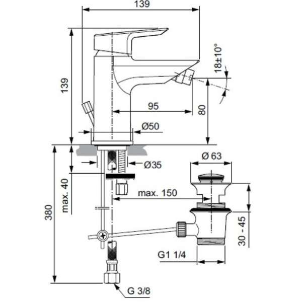 смеситель для биде ideal standard tesi a6579aa