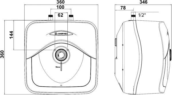 накопительный водонагреватель ariston abs andris lux abs andris lux 15 ur под раковиной