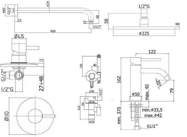 душевой комплект paffoni light kitzlig011cr071