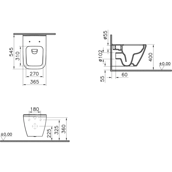 унитаз подвесной vitra integra square 7082b003-0075 без сиденья, цвет белый