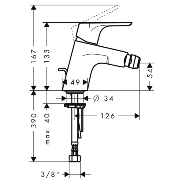 смеситель для биде с донным клапаном hansgrohe focus e2 31920000