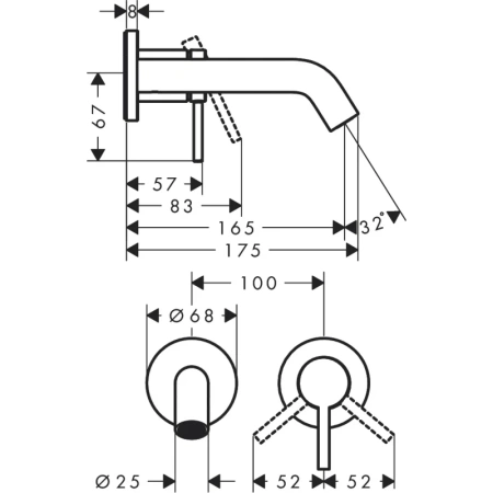 смеситель для раковины hansgrohe tecturis s 73350700 встраиваемый, с выпуском, белый матовый