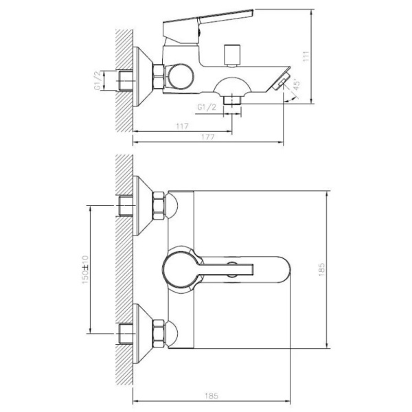 смеситель для ванны esko london (ld 54)