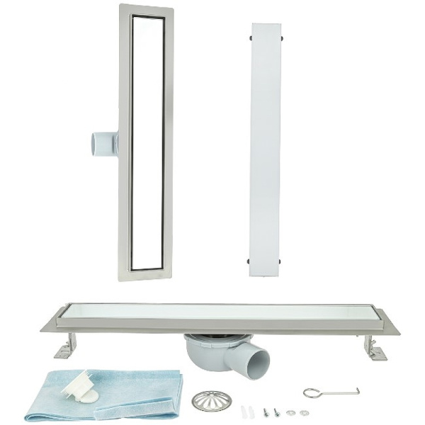 душевой лоток almaes laguna 50 lg50wh с двухсторонней решеткой белый