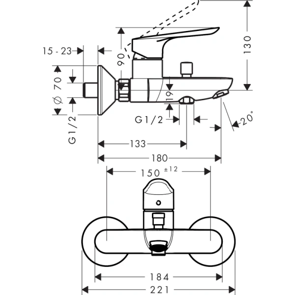 смеситель для ванны hansgrohe logis e 71403000