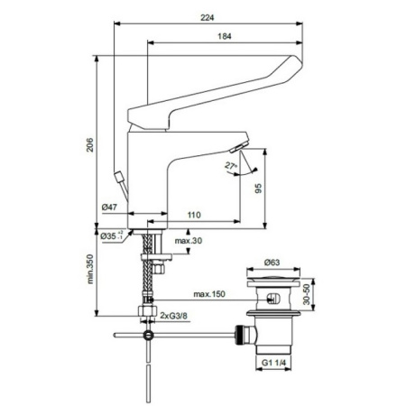 смеситель для раковины ideal standard base b5114aa