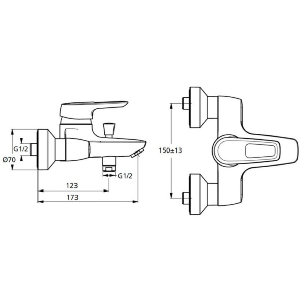 смеситель для ванны с душем ideal standard ceramix blue b9490aa