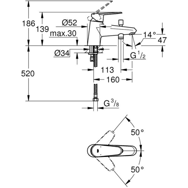 смеситель на борт ванны grohe eurodisc cosmopolitan 33192002