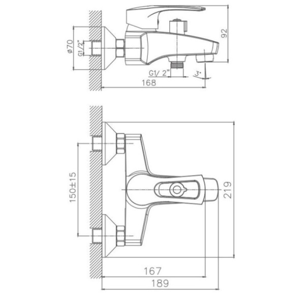 смеситель для ванны haiba hb6066 цвет хром