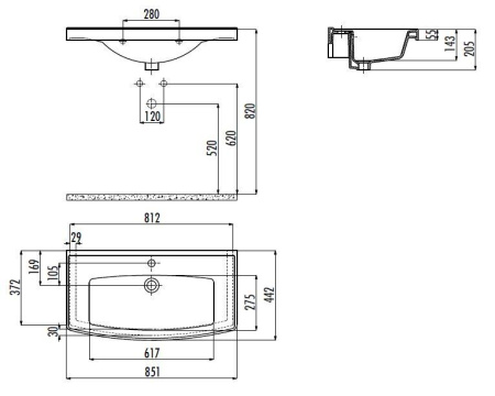 раковина полувстраиваемая creavit tefen tf085(tf085.00000)