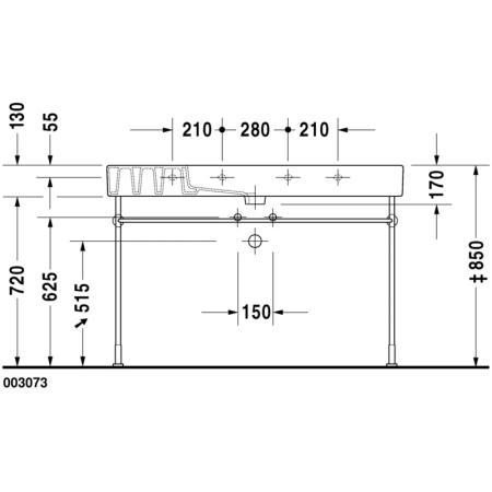 раковина полувстраиваемая 125 см duravit vero 0329120000