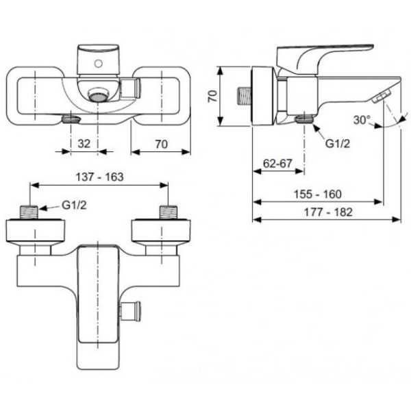 смеситель для ванны ideal standard strada a5848aa