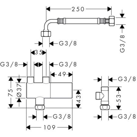 hansgrohe 15346000 термостат предварительно смешанной воды, для установки под раковиной