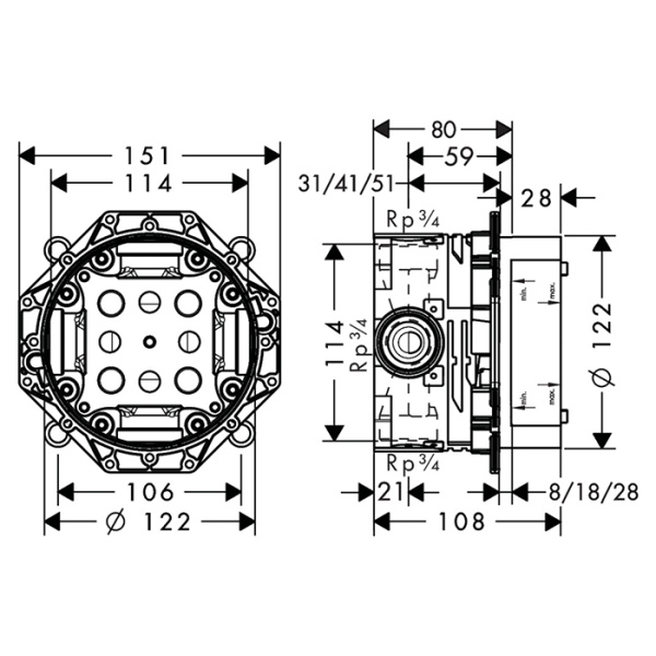 внутренняя часть hansgrohe ibox universal 01800180