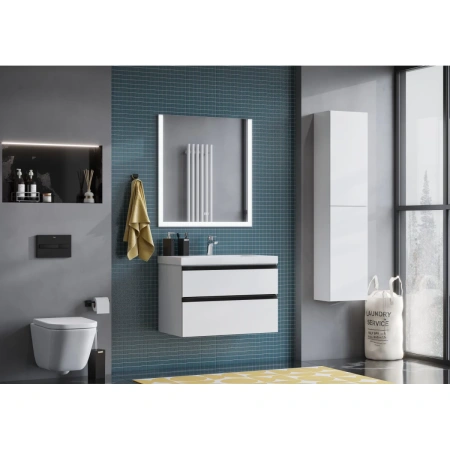 тумба с раковиной белый глянец 80 см roca domi a857459806 + 3270m0004