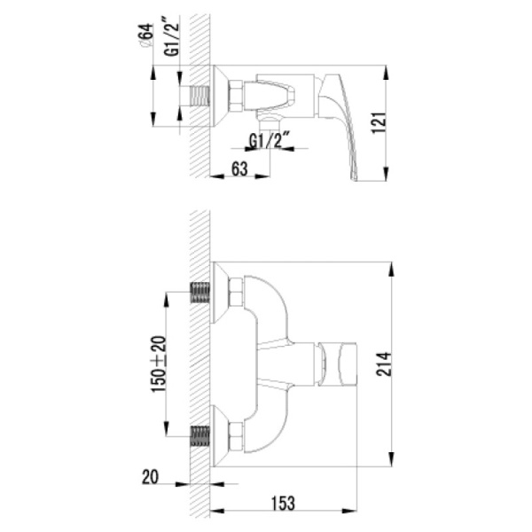 смеситель для душа lemark plus shape lm1703c хром