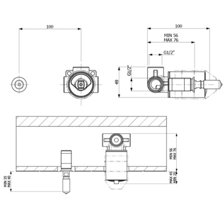 cкрытая монтажная часть villeroy & boch tvw10611b15161 смесителя для раковины