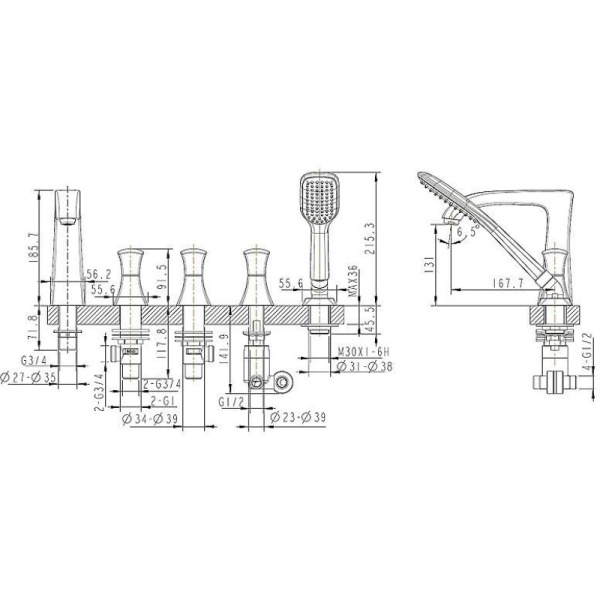 смеситель на борт ванны bravat whirlpool f578112c-rus