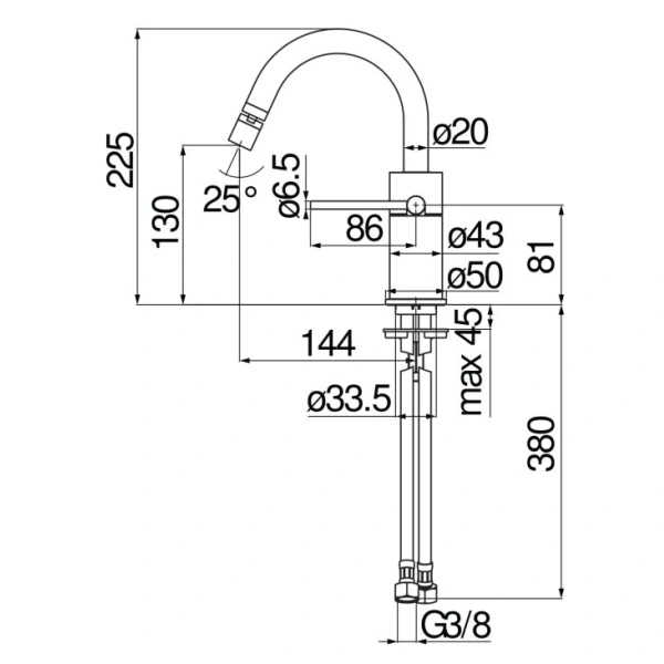 смеситель nobili velis ve125139/3cr для биде, без донного клапана, хром