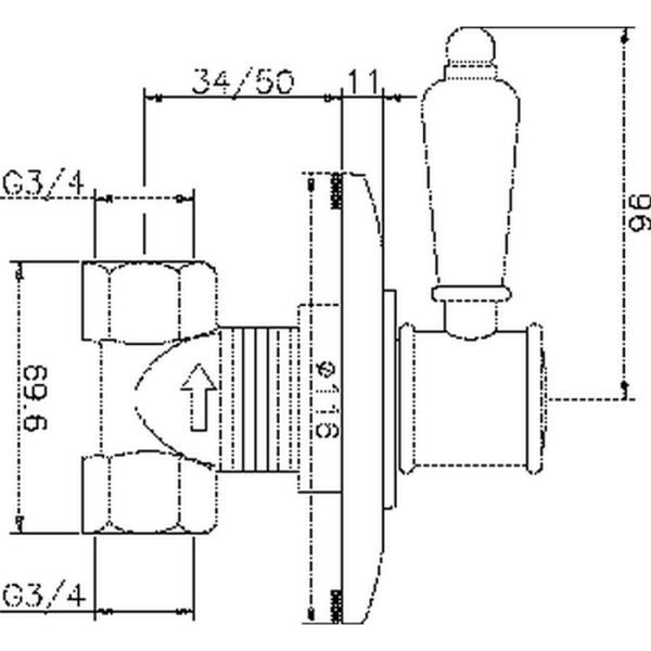 вентиль запорный huber victorian vt00031321 3/4"