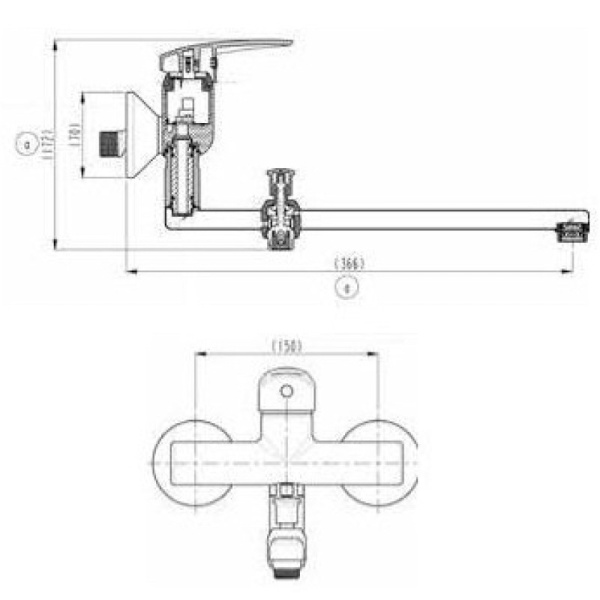 смеситель для ванны vitra dynamic s a42038exp