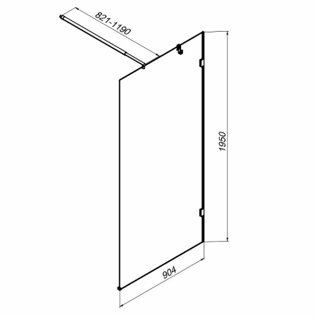 душевая стенка am.pm x-joy w94wi-90-f1-bte, 90 см, со свободным входом, стекло прозрачное, фурнитура черный матовый