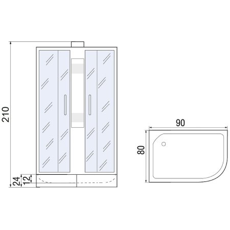 душевая кабина river nara 90x80 мт r 10000008791 без гидромассажа