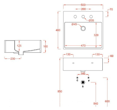 раковина накладная / подвесная 50 см artceram quadro qul002 01 00, цвет белый.