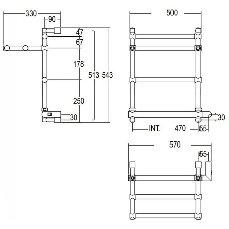 электрический полотенцесушитель margaroli sole 554-3 box 5544703whpb с полкой белый
