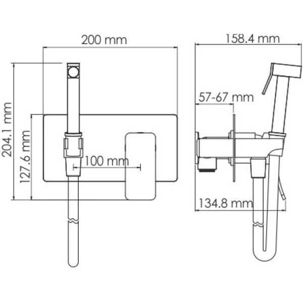 гигиенический душ со смесителем wasserkraft aller 10638 цвет хром