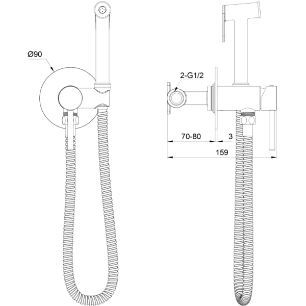 гигиенический душ wonzon & woghand stick ww-88829902-mw со смесителем, белый матовый