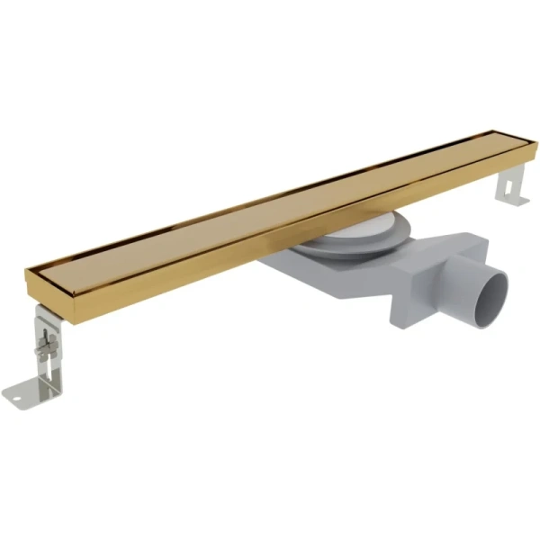 душевой трап (лоток) plumberia selection linear psl100ob 100 см, с решеткой, 2 в 1 под плитку, золотой матовый