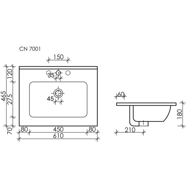 раковина ceramicanova element cn7001mb встраиваемая, сверху, 61х46.5 см, черный матовый