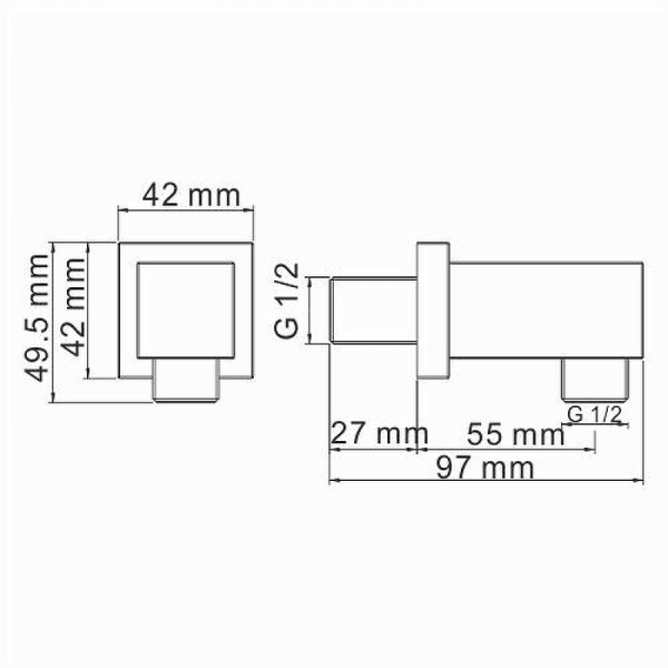 шланговое подключение wasserkraft a089 цвет хром