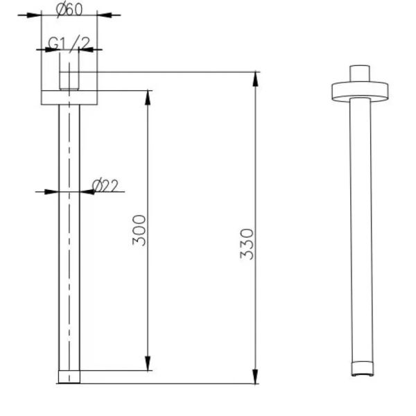кронштейн для верхнего душа boheme uno 629-uno-brb 300 мм, потолочный, бронза матовая